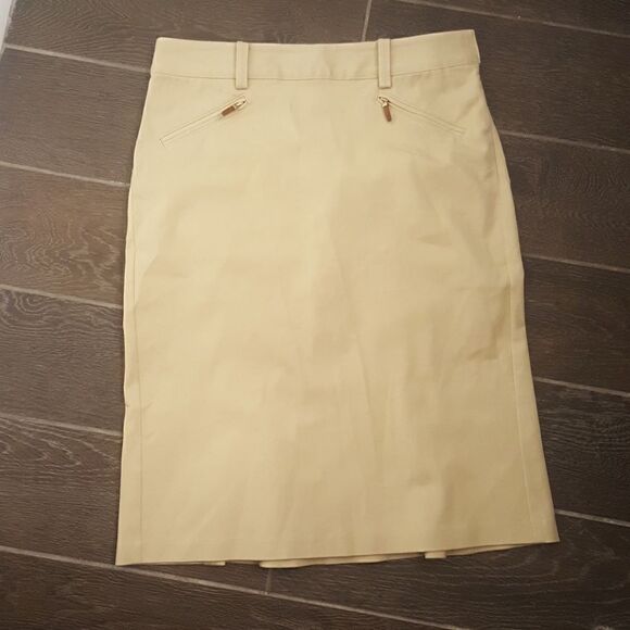 RALPH LAUREN Khaki Peplum Straight Skirt- Size 8P‎ - Picture 2 of 5
